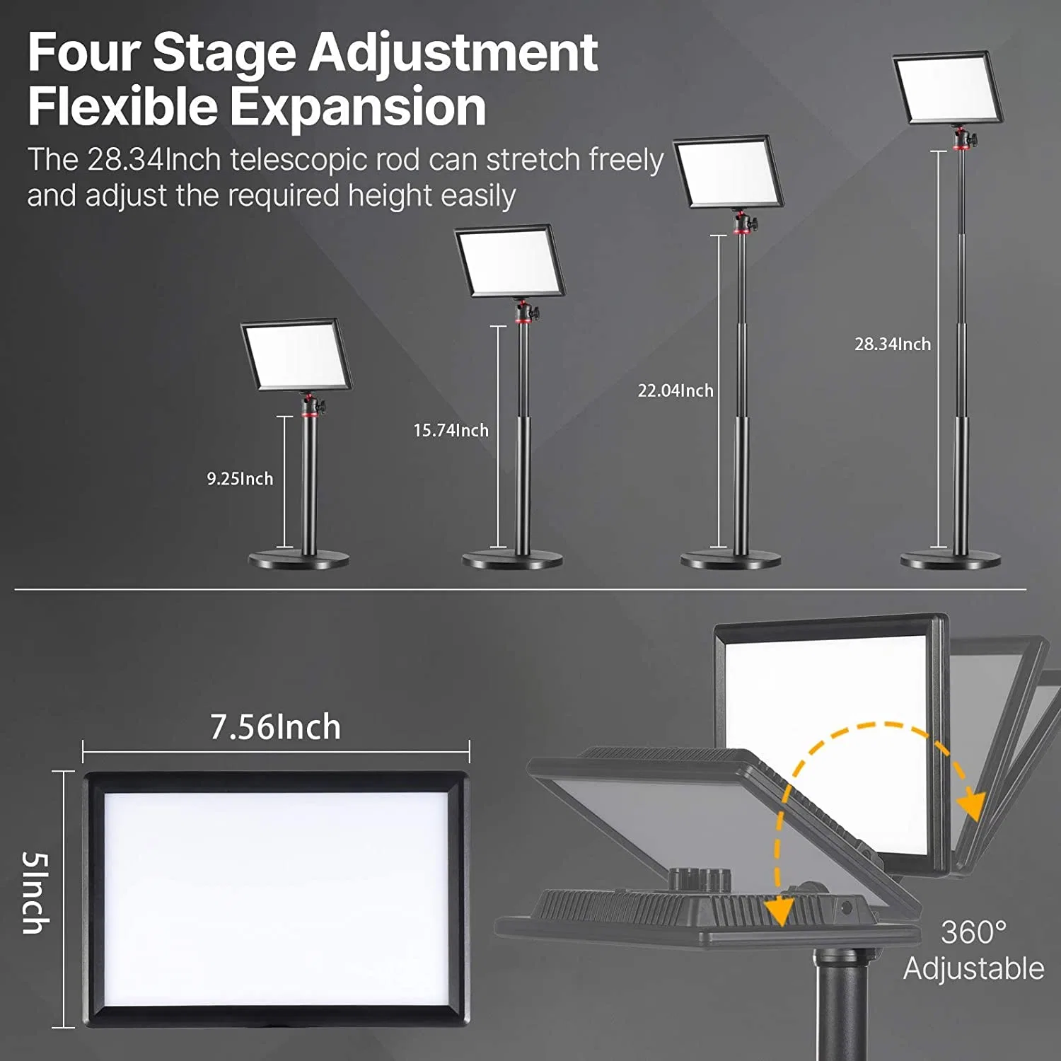 Ulanzi LED Light Desktop Streaming Studio Panel Dimmable Bi-Color LED Video Light with LCD Screen and Extend Stand 3200-5600K CRI95+ Photography Light