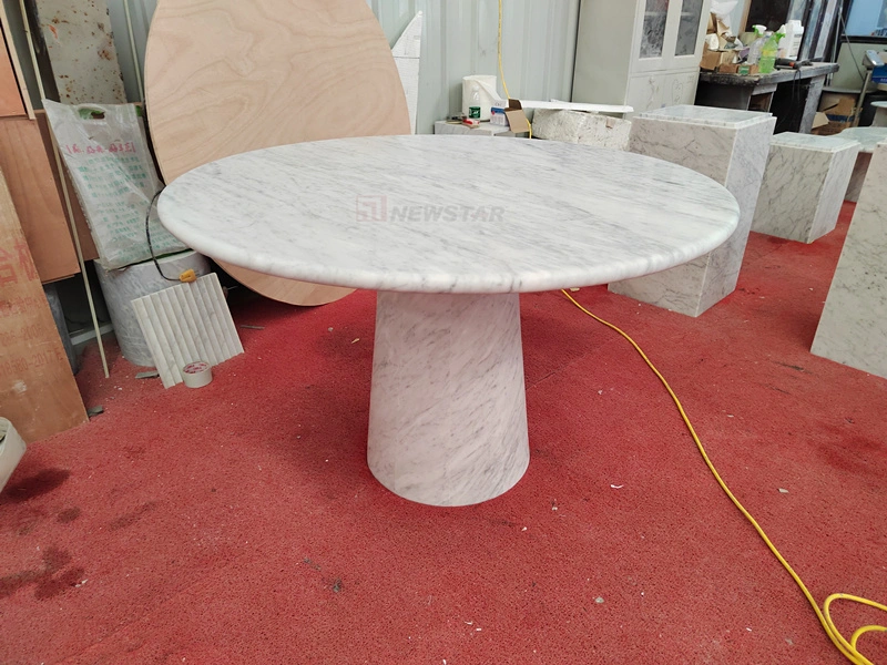 Home Popular Design Chinese Dining Table Rectangle Shape Calacatta White Marble Dining Table Marble Top Nordic Stone Furniture