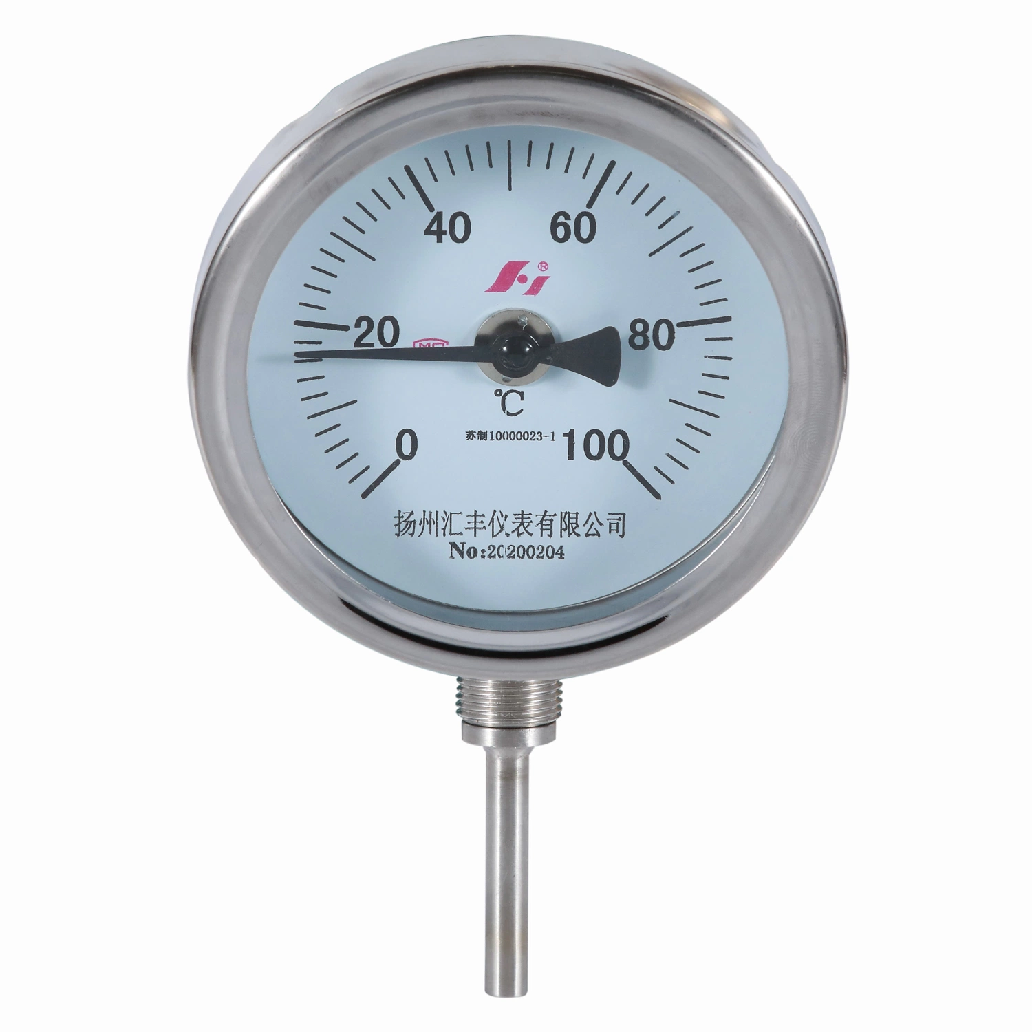 Stainless Steel Bimetallic Thermometer 63mm 0~100 Centigrade Adjustable