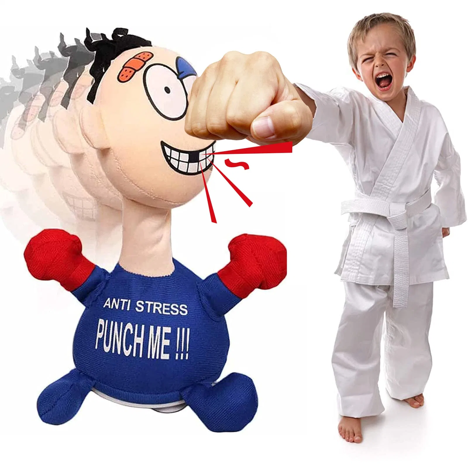 Stress Relief Boxing Desk Toys Desktop Punching Bag Angry Management Doll Plush Screaming Toy