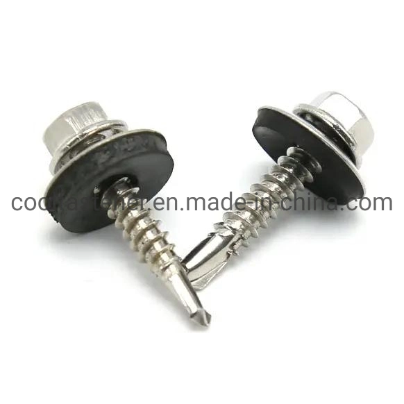 Stainless Steel 410 Hex Head Building Roofing Tek Screws Self Drilling Screws with Bonded EPDM Rubber Washers 10% off