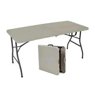 White Lightweight Portable Table Folding Steel Camp Picnic Table