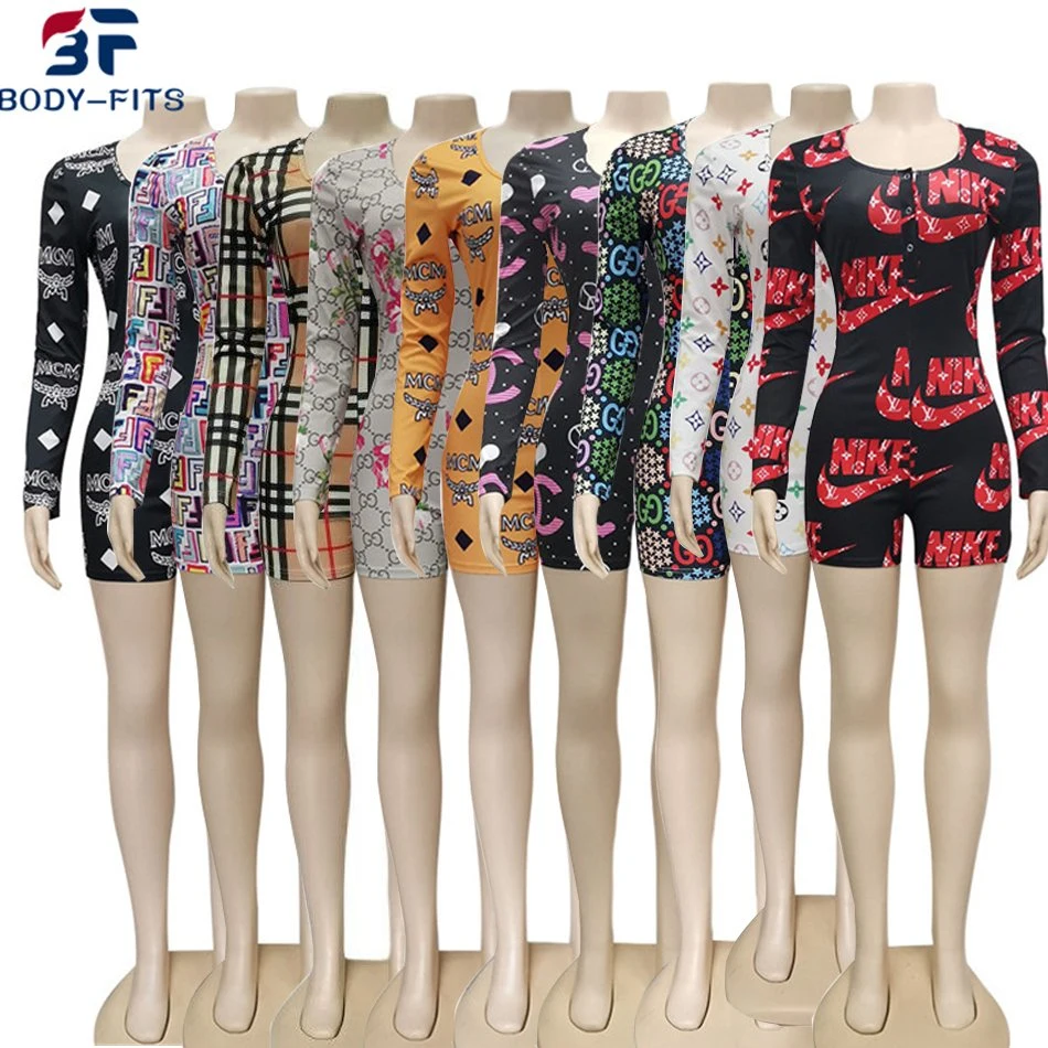 Women Tongue Print Long Sleeve Sexy Party Onesie Pajamas Sexy Sleepwear