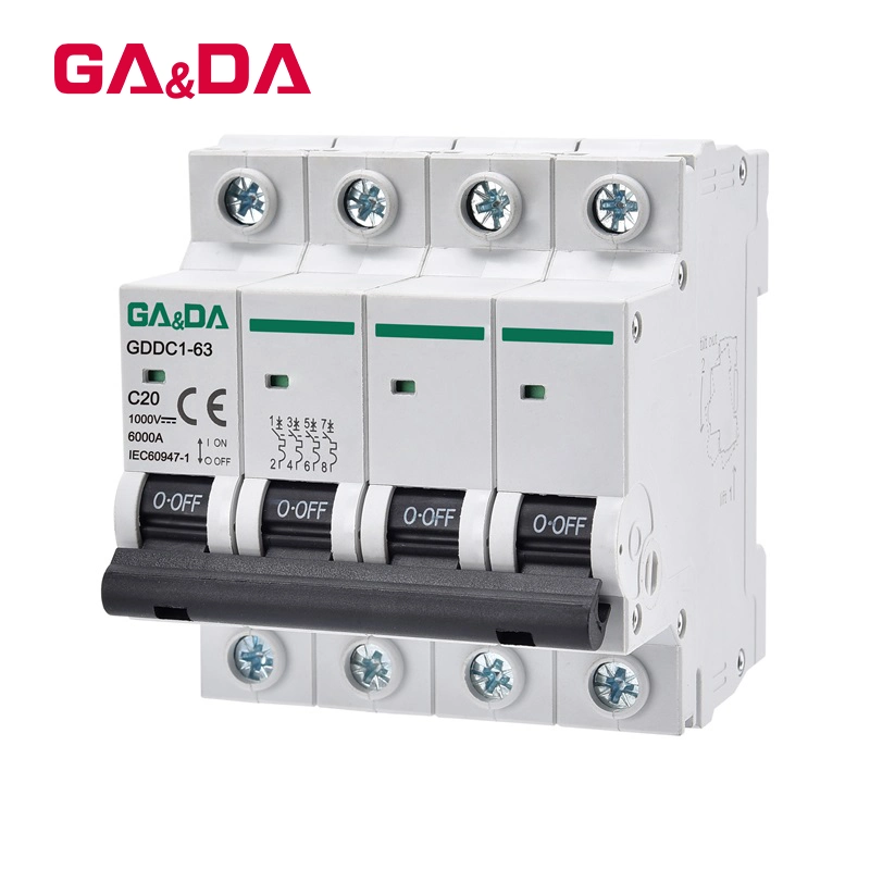 4 Pole MCB 1000V DC Mini Circuit Breaker Electrical Circuit Breakers