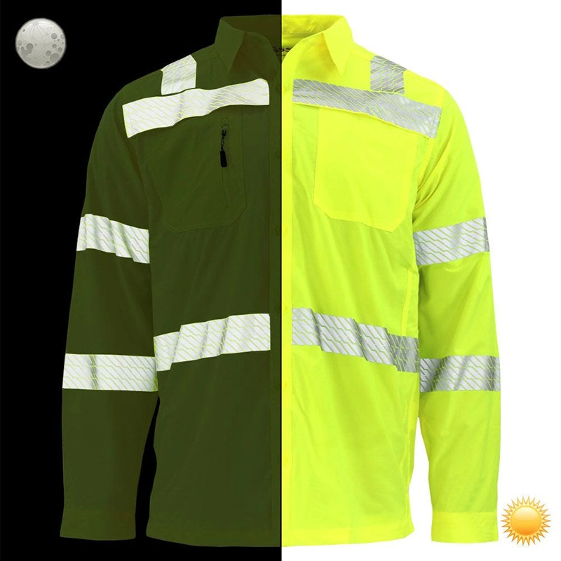 Men Safety Reflective Shirts Windbreaker Cooling Sun Shirt with Pockets Quick Dry Prevent Bask in Shirt