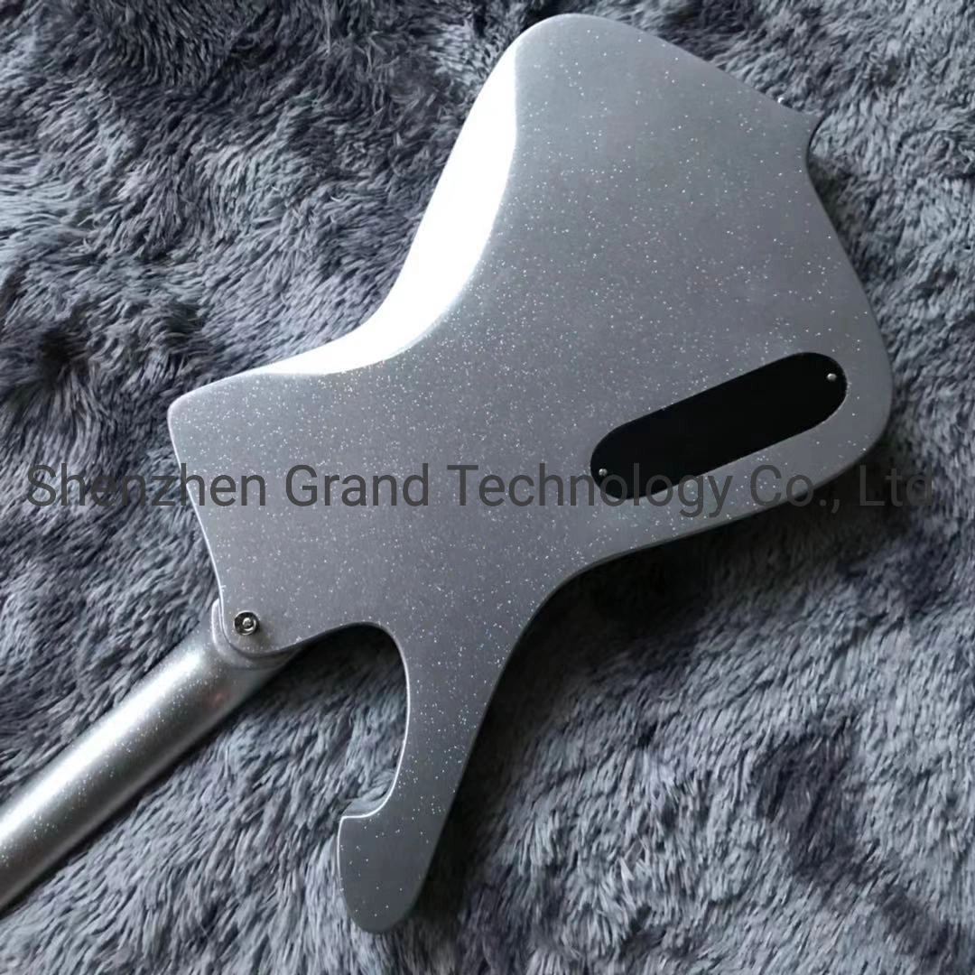 2021 Nouveau Grand style Iban Custom guitare électrique de l'argent finition scintillante DOT cou Encastré en chrome accepter du matériel personnalisé