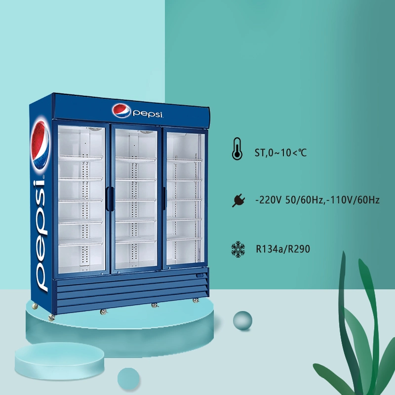 Restaurant Refrigeration Equipment Cold Drink 3 Door Commercial Display Refrigerator