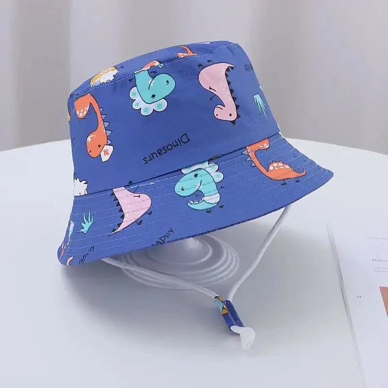 Wholesale/Supplier Customized Adjustable Kids Printing Sun Hat UV Protection Summer Bucket Hat with String Kids Wide Brim Hat