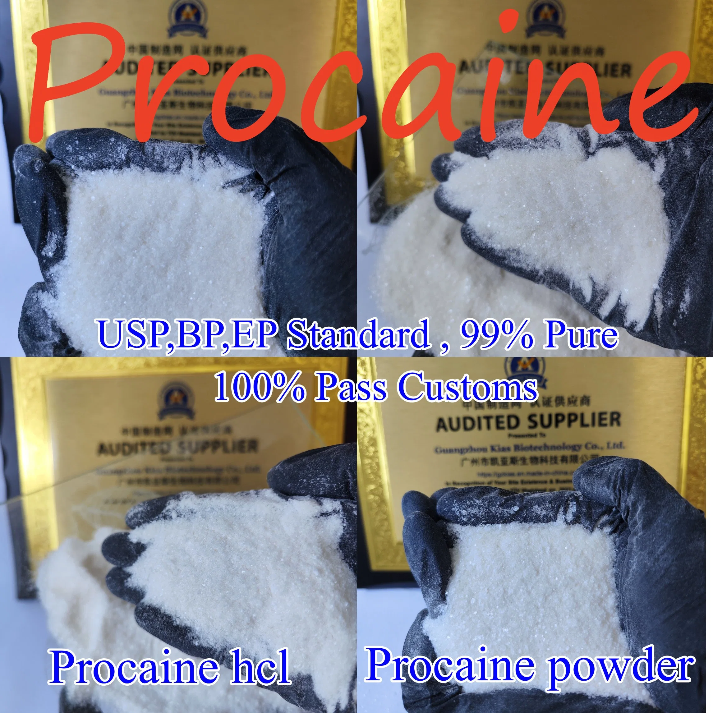 USA & European Marke, 99.9% Pure Local Anesthetic Raw Powder Order Lidocaine / Benzocaine / Tetracaine/ Procaine HCl CAS 51-05-8 Procaina