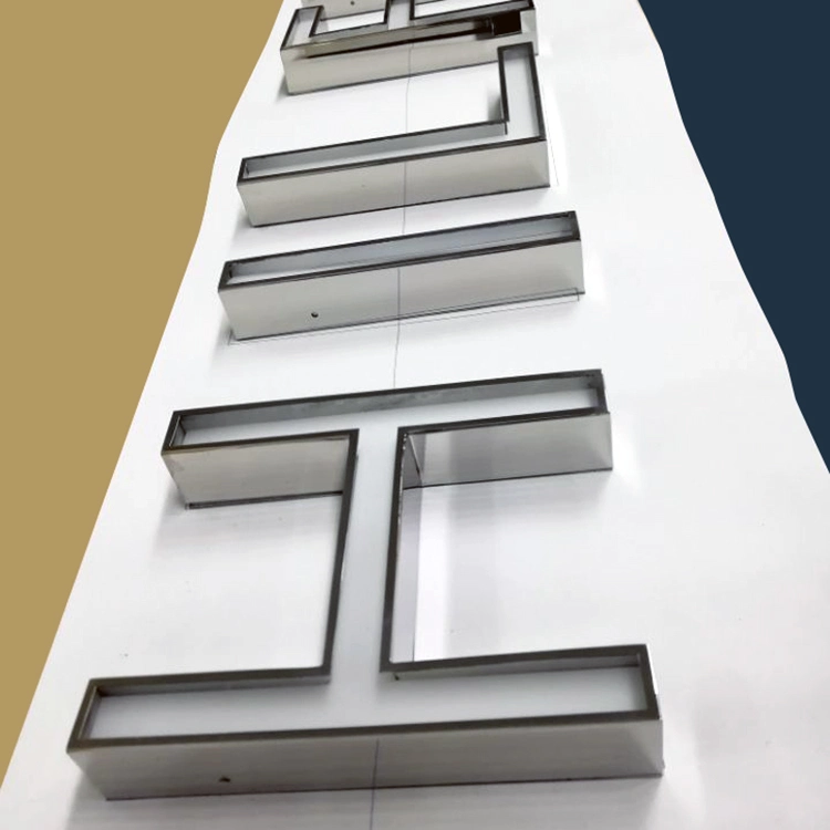 Illuminated stainless Steel Channel Letter Sign Mirror Polish Finished