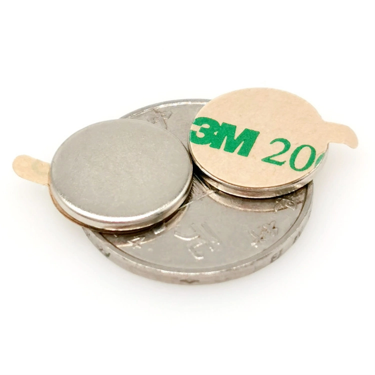 Round Shape Magnet Small Disc Neodymium Magnetic Materials with 3m Adhesive for Industrial