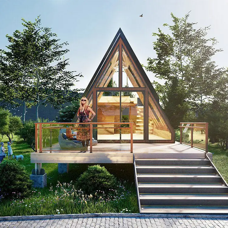 Горячая Продажа-Frame треугольник сегменте панельного домостроения в доме Курорт Holiday красивые деревянные дома