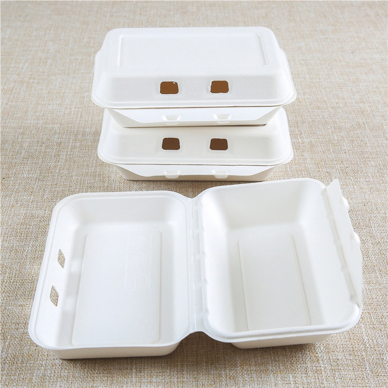 Sugarcan Disposable Clamshell Bagasse Food Packaging Box