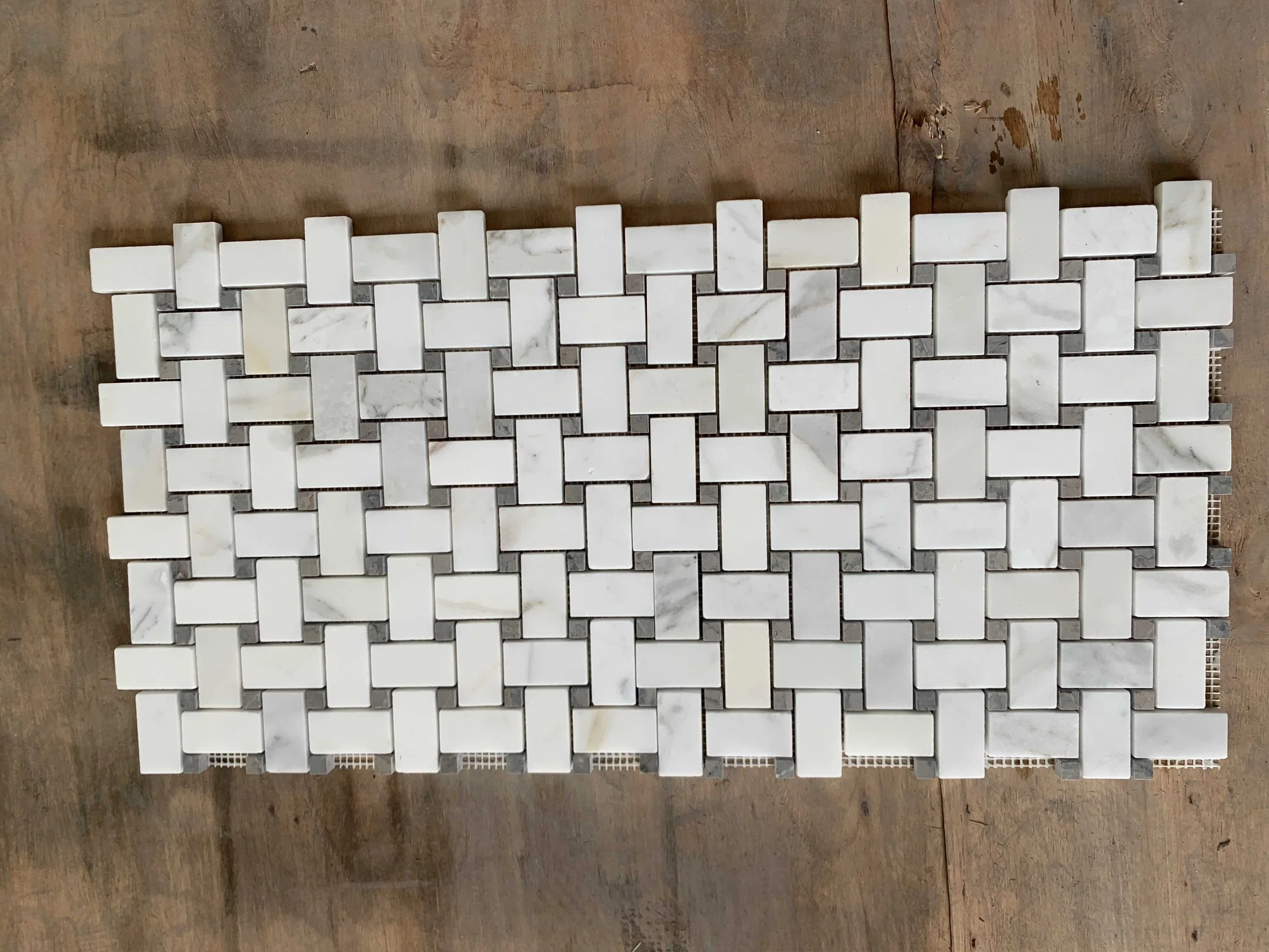 12" X 12" White Marble Basketweave Mosaic Wall & Floor Tile