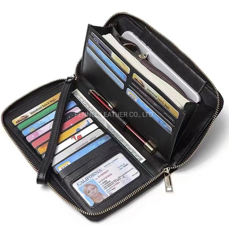 Fabrica cartera de cremallera larga estilo Unisex mejor regalo PU Material Purse con protección RFID y teléfono de ranura para tarjetas múltiples Cartera clutch de bolsillo (FE3633)