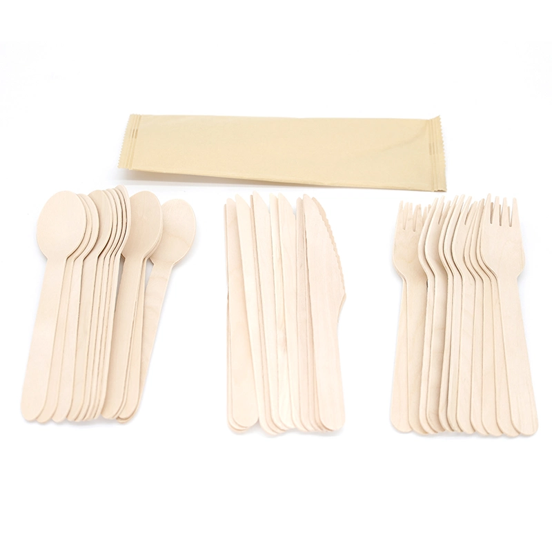 Knife Cutlery Set Wood Food Grade Kitchen Disposable Cutlery Wood Disposable Wood Cutlery Set