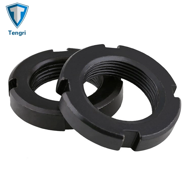 High Strength Black Oxide DIN981 Round Slotted Bearing Lock Nut