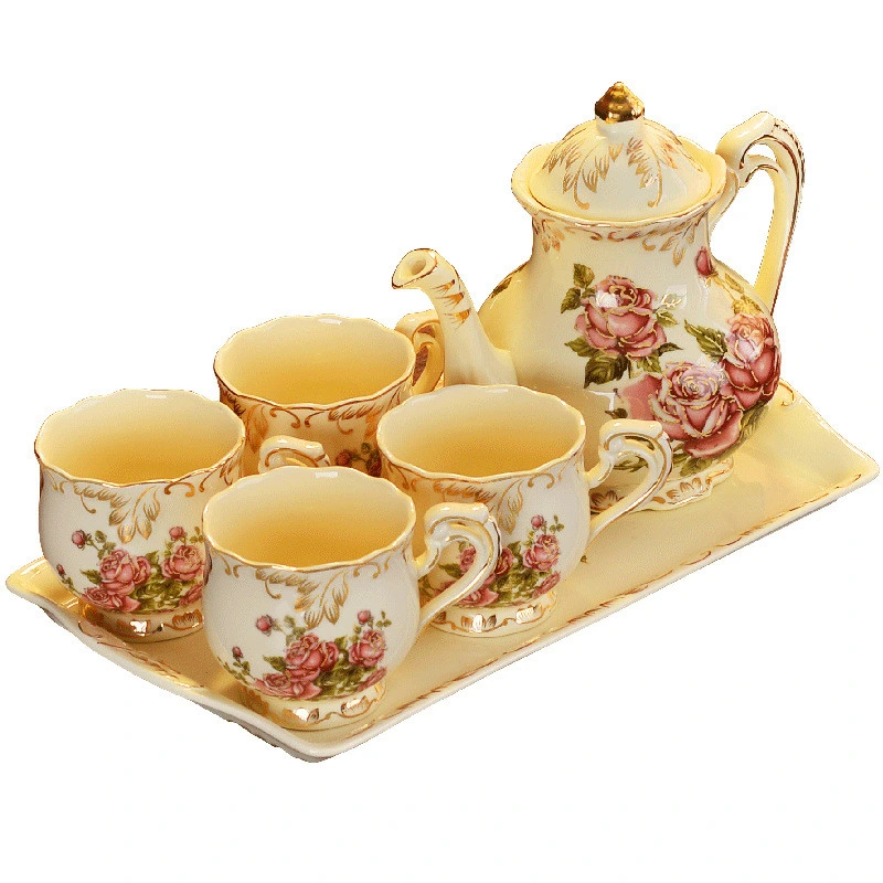 Ventes directes en usine européenne de la tasse de café en céramique soucoupe Plateau à Thé thé théière Set Set de tasse à café tasse en céramique Gift Set