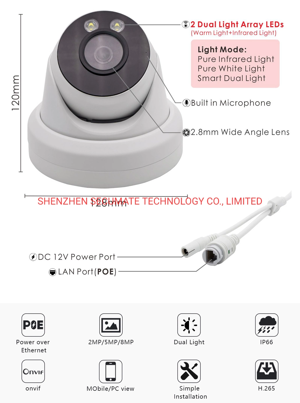 5MP Metal Infrared IP Mini Turret Dome Security Poe Video CCTV HD Rtmp Rtsp Live Streaming IP Camera From CCTV NVR Surveillance Camera Supplier