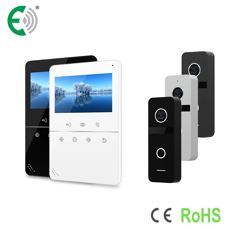 4-Wire 4.3 Inch Home Security Video Doorphone Intercom Set with Metal Case Doorbell