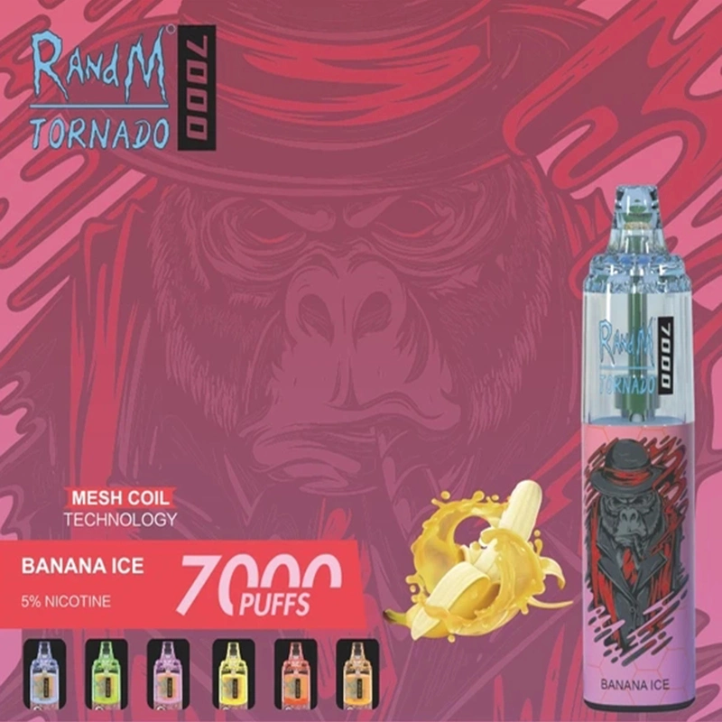 Ventes en usine directement Randm Tornado 7000 Puffs stylo Vape rechargeable Liquide E-Liquid 14 ml avec lumière RVB