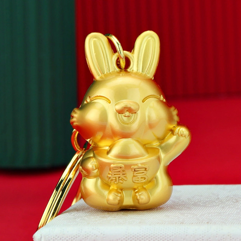 Usine Vente en gros logo personnalisé 3D année vierge du lapin Zodiac car porte-clés pendentif de la chaîne de bijoux magasin d'or Banque de bijoux Porte-clés en alliage métallique de Companion