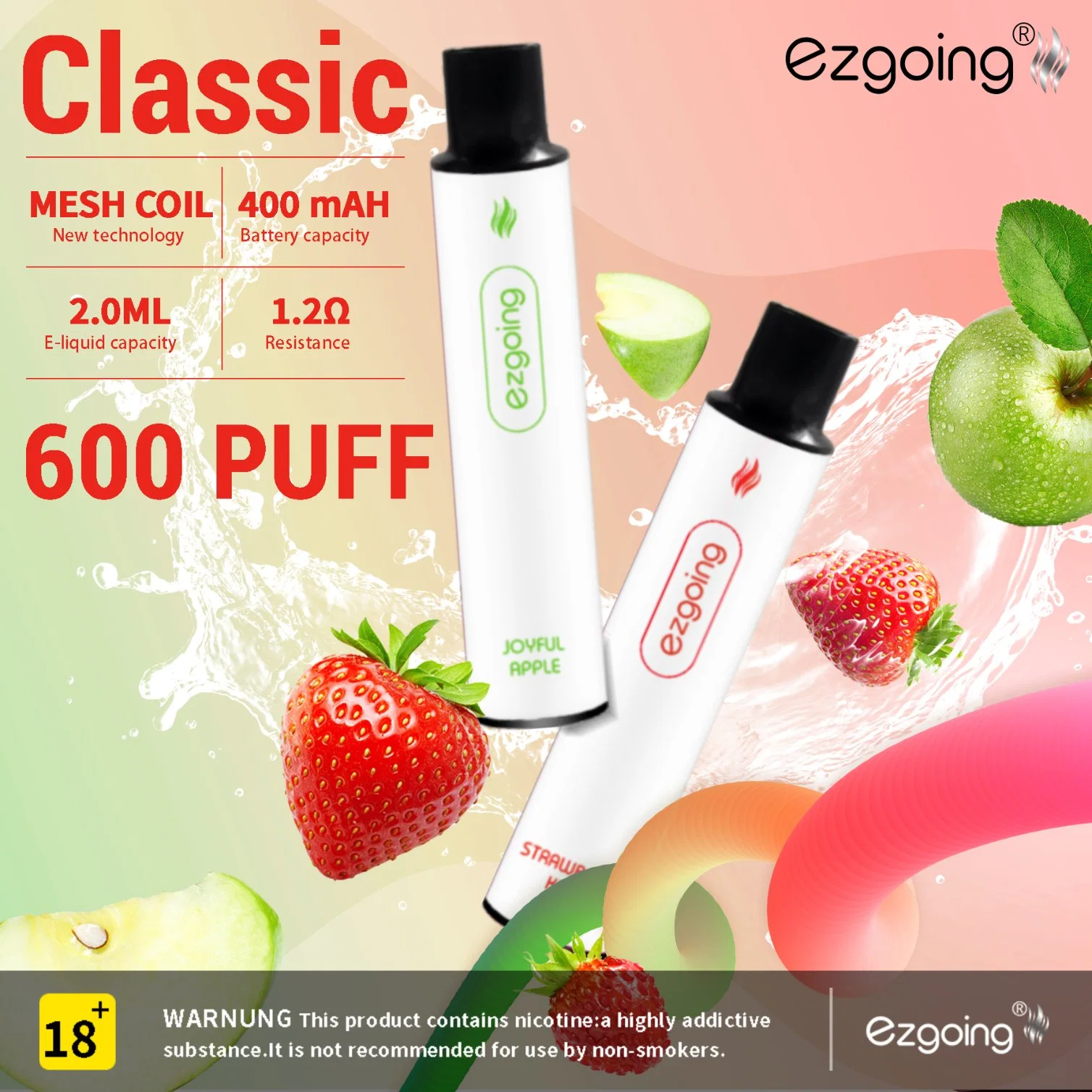 Wholesale/Supplier Shenzhen Mini Disposable Ezgoing Classic 600 Puffs Replaceable Pod Electric Cigarette Flavors Customized