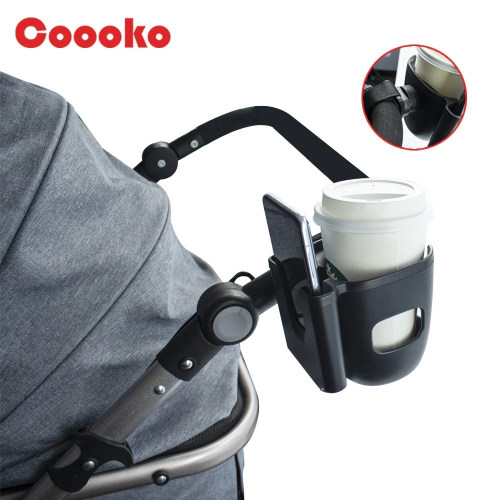 Soporte para vasos de cochecito con soporte para teléfono, soporte para vasos de bicicleta, soporte para vasos para cochecito