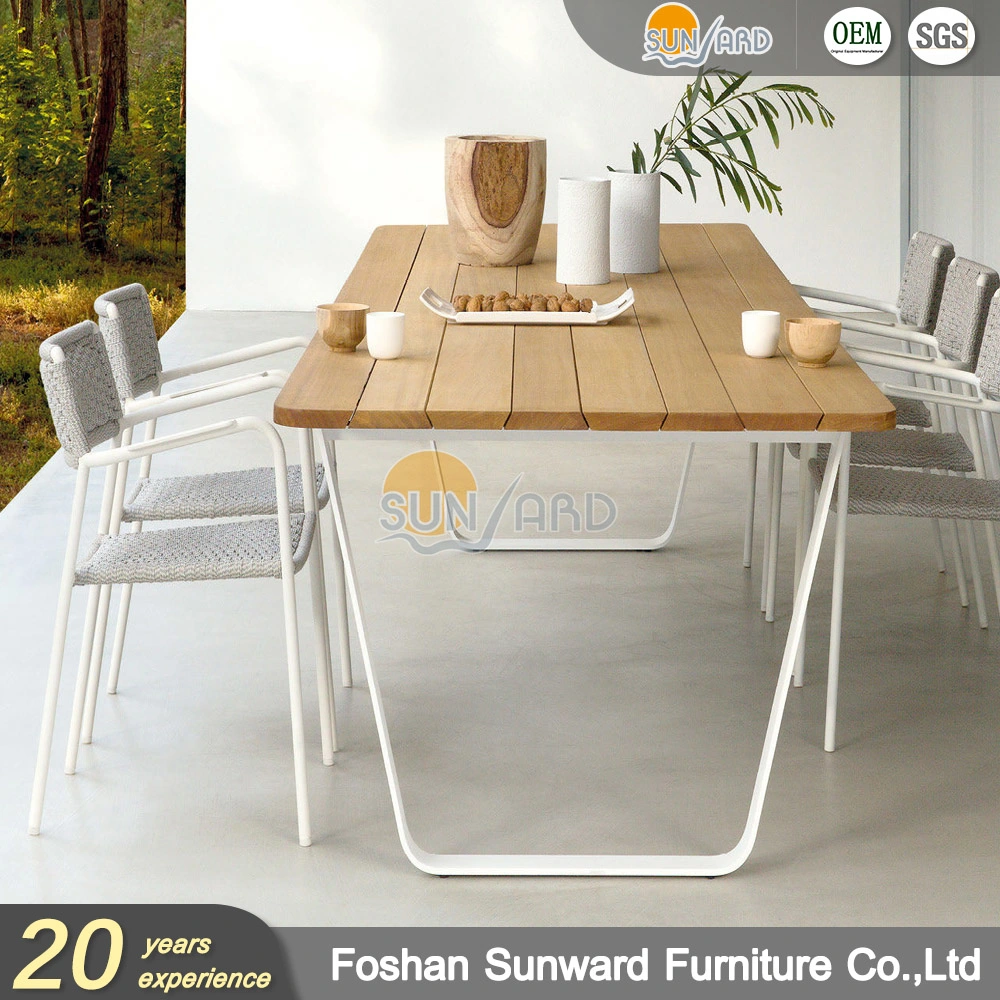 Hot Sale Sunward Customized Garden Resort Hotel Outdoor Leisure Patio Dining Restaurant Aluminum Plastic Wood Chair and Table Furniture