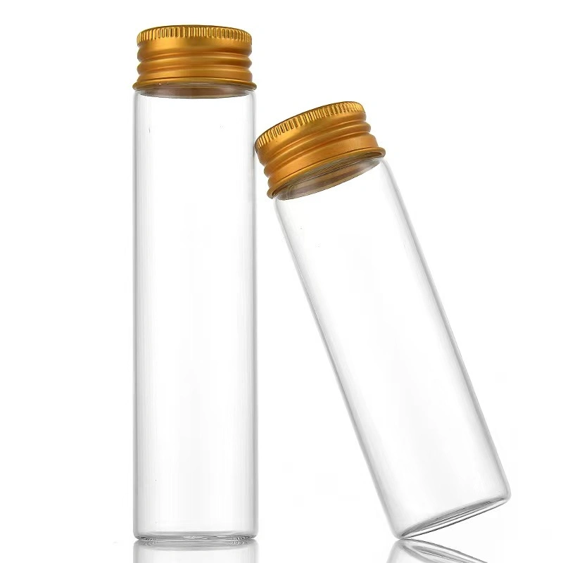 Glass Test Tube with Screw Aluminum Gold Cap