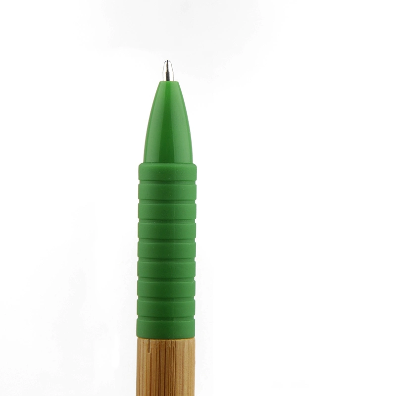 Custom Adverstising Office Plastic Eco Friendly Bamboo Click Ballpoint Pen