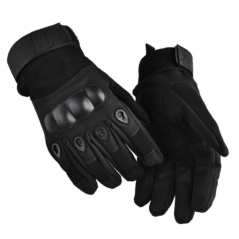 Anti-Slip Leather Protective Shock Resistant Full Finger Tactical Gloves with Elastic Band