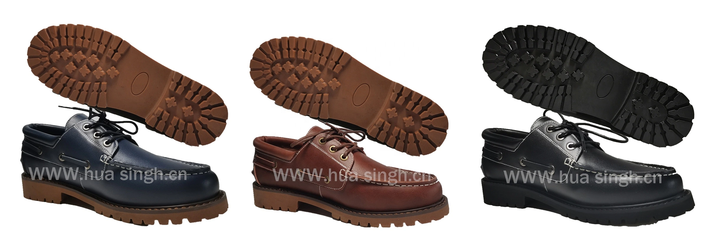 CMH, Spain Market Popular Hand Crafted Full Leather Rubber Sole Brown Boat Shoes Hsw060