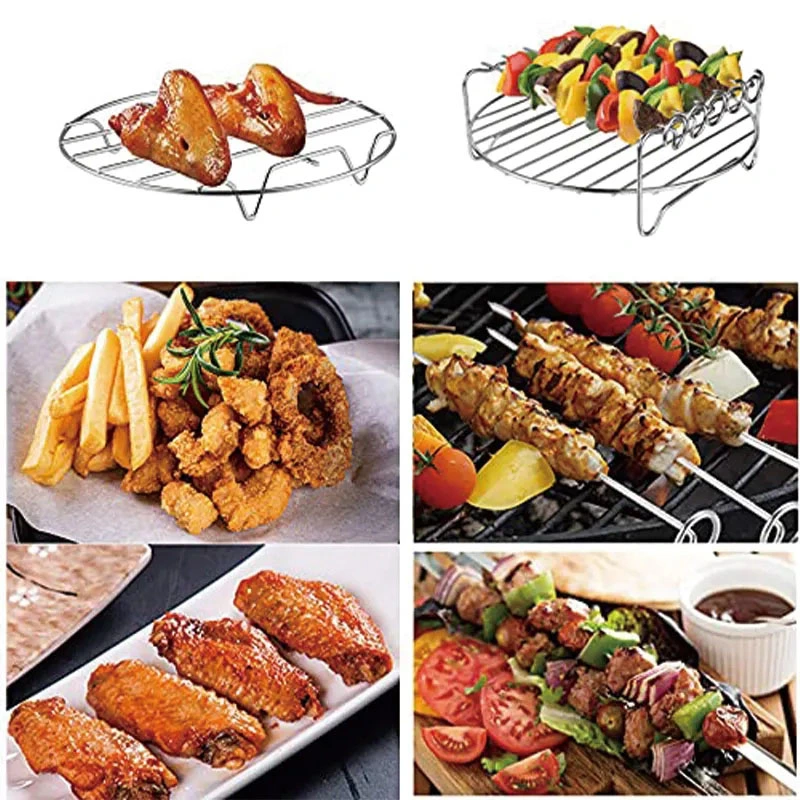 Stainless Steel Outdoor Camping Air Fryer Rack BBQ Accessories Barbeque Tool Set with Skewer