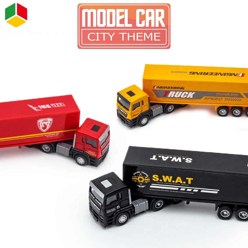 QS Promotion Gift Wholesale/Supplierr High quality/High cost performance  OEM Pull Back 1/58 Alloy Die Casting Metal Container Models Kids Diecast Construction Trucks Car Vehicles Toy