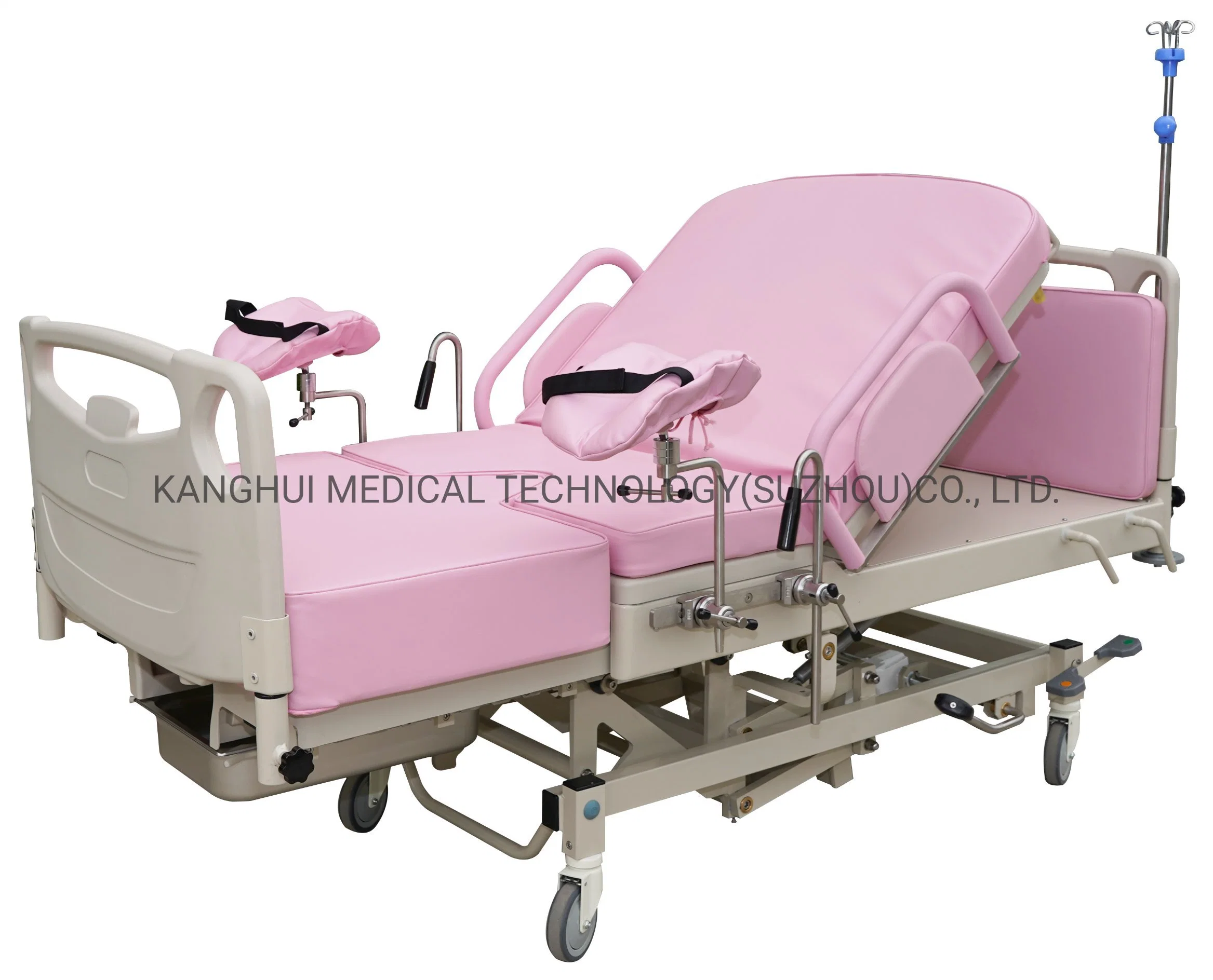 Multi-Function Adjustable Manual Gas Spring Type Ldr Childbirth Operation Recovery Bed with Head Board and Guard Rail