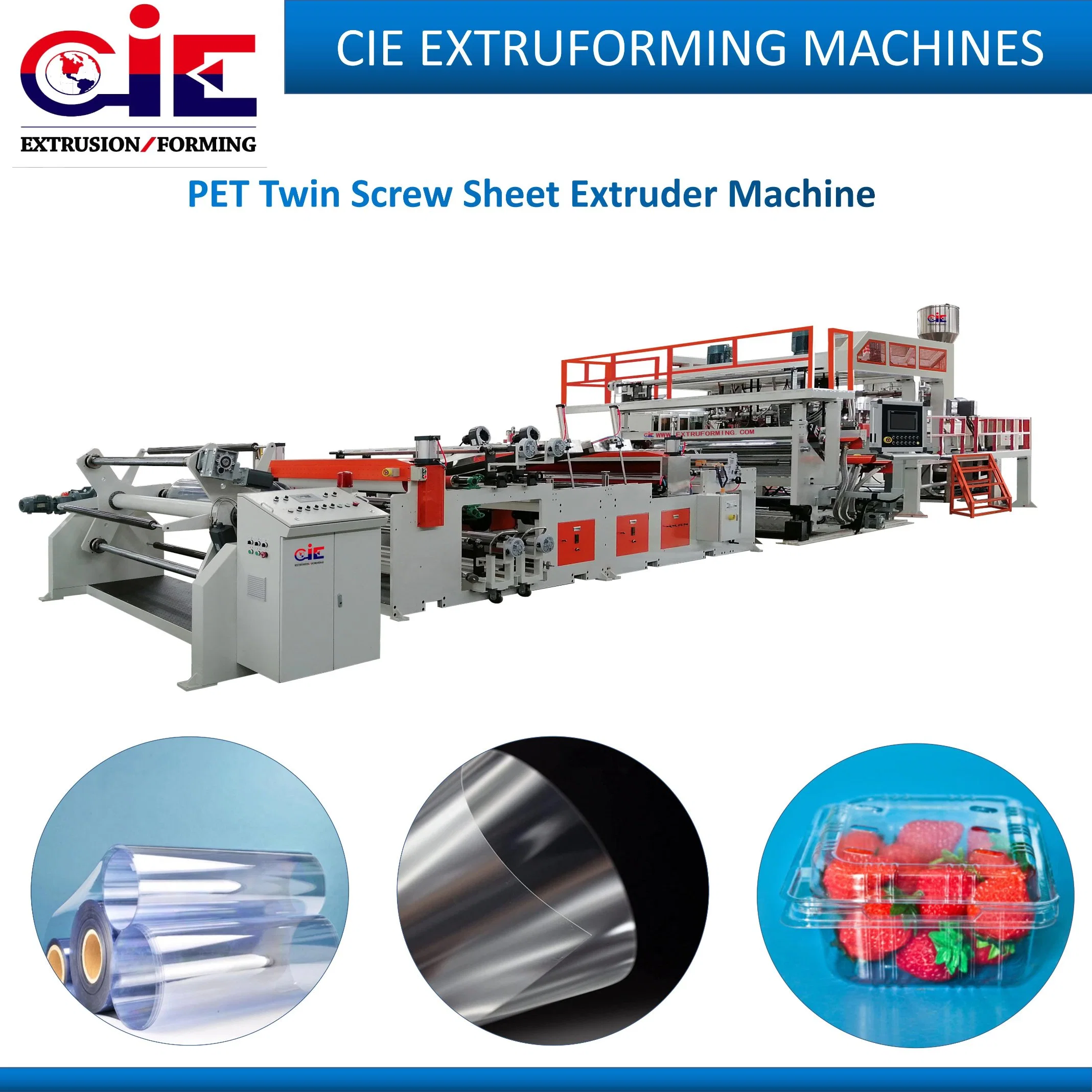 Pet (APET/PETG/CPET/RPET) /PLA Sheet/Plate Film Extruder Making Machine/Extrusion Line for Thermoformed Packaging Plastic Machine