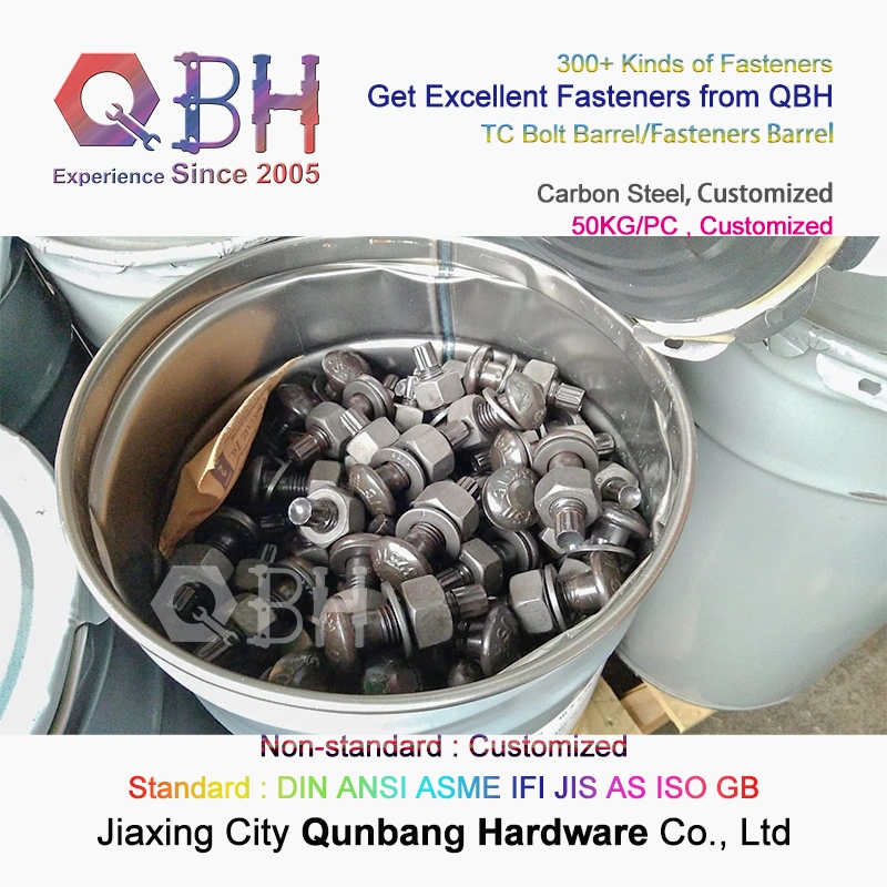 Qbh Customized Carbon Steel Circular Cylinder Fastener Fittings Fastening Hardware Fixings Accessories Component Unit Packing Packaging Package Bucket