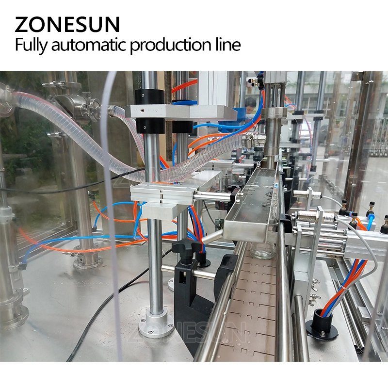 Zonesun Zs-Fal3500 Full Automatic Production Line Round Bottle Liquid Essential Oil Detergent Drinks Hand Sanitizer Packing Filling Capping and Labeling Machine