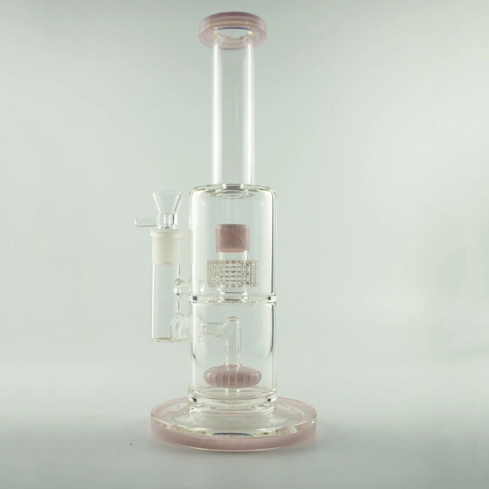 Precioso rosa recto de vidrio conjunto de humo tubería de agua