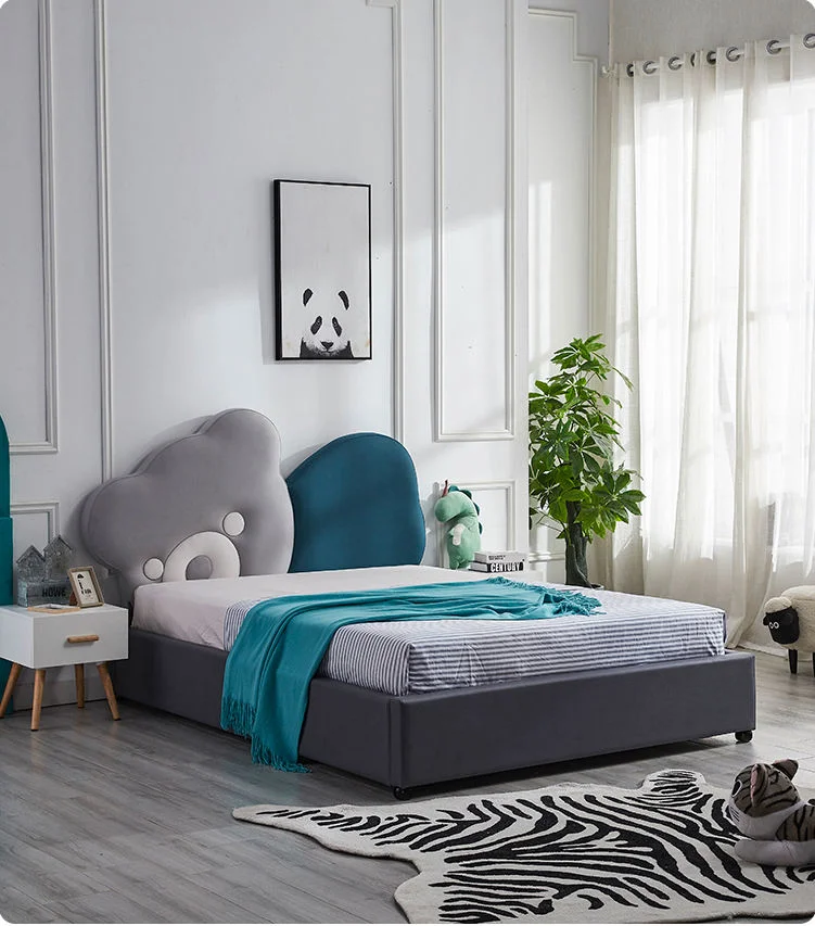 Fabric Bed Upholstered Designs Princess Bed Set for Girl Kids Room Furniture