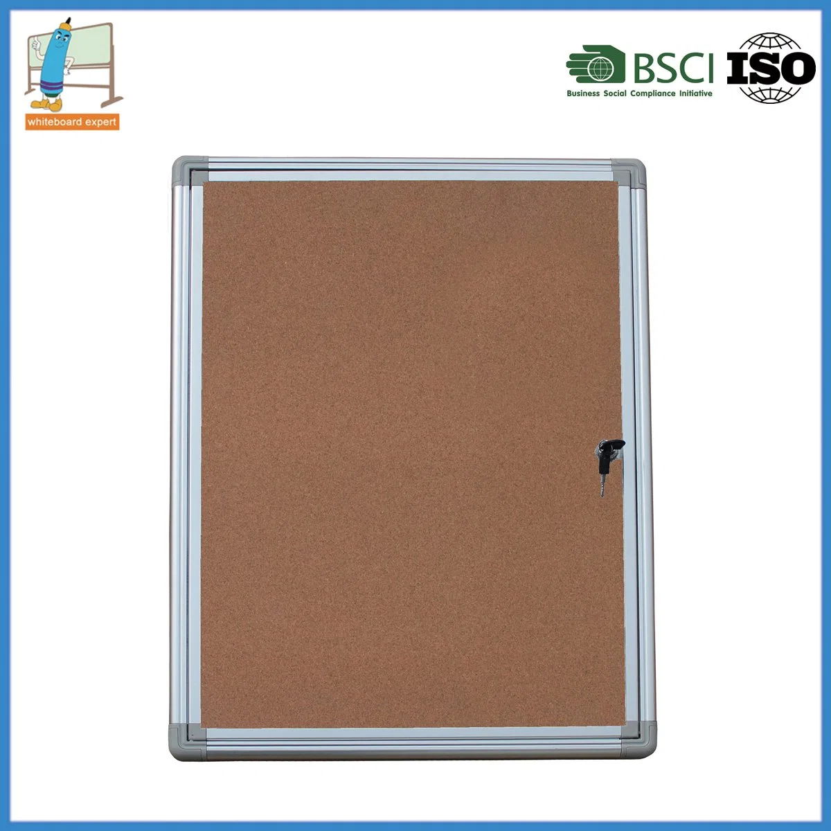 Indoor Bulletin Board Sizes Wall Mounted Lockable Notice Board Enclosed Cork Bulletin Board with Lock