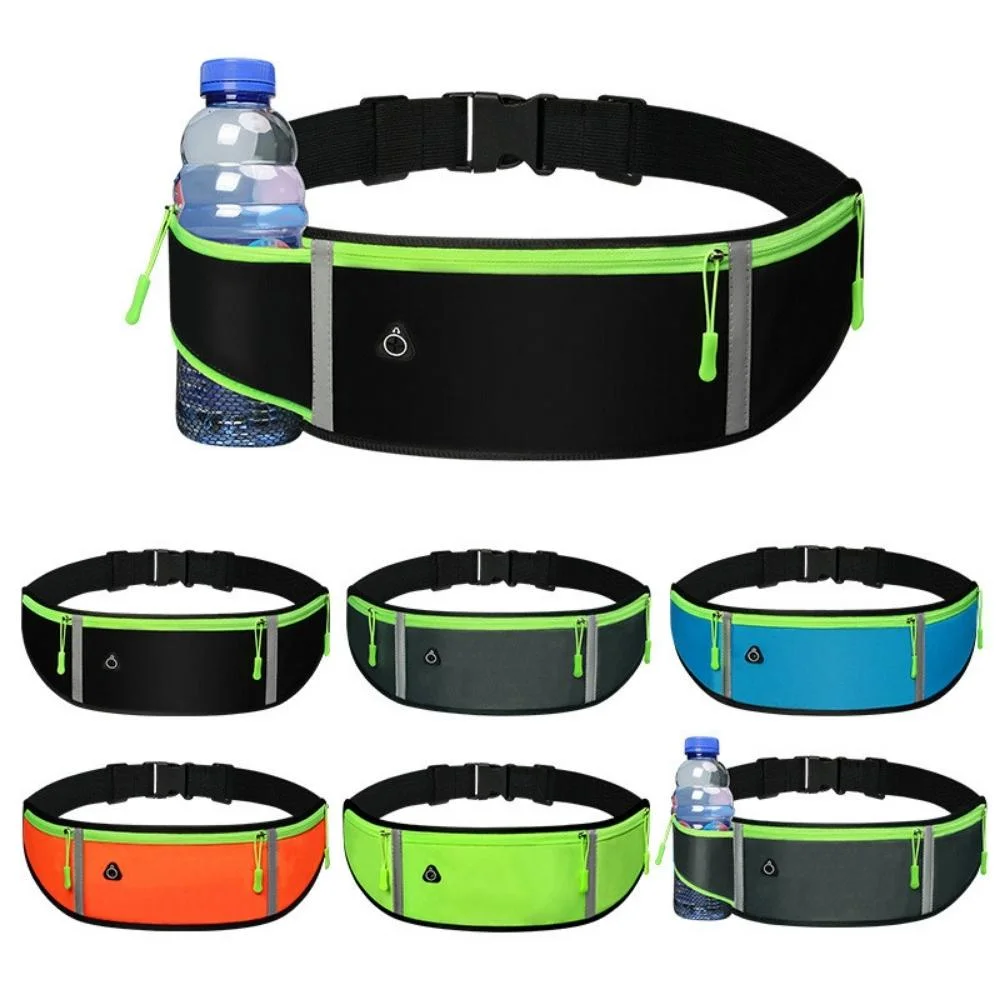 Running Belt with Water Bottle, Fitness Water-Resistant Waist Pack with Adjustable Straps & Reflective Stripes for Men and Women Wyz19770