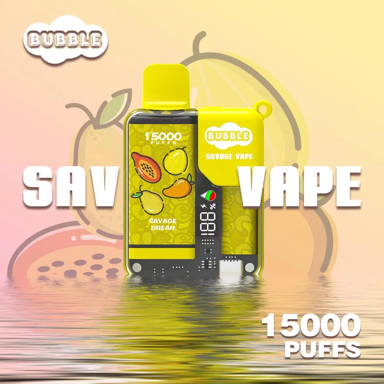 Al por mayor Savage Bubble 15000 Puff 12000 5% NIC Crystal Vaper Pluma de cigarro electrónico Hookah integrado en Smart Display malla bobina VAPE recargable desechable 15K