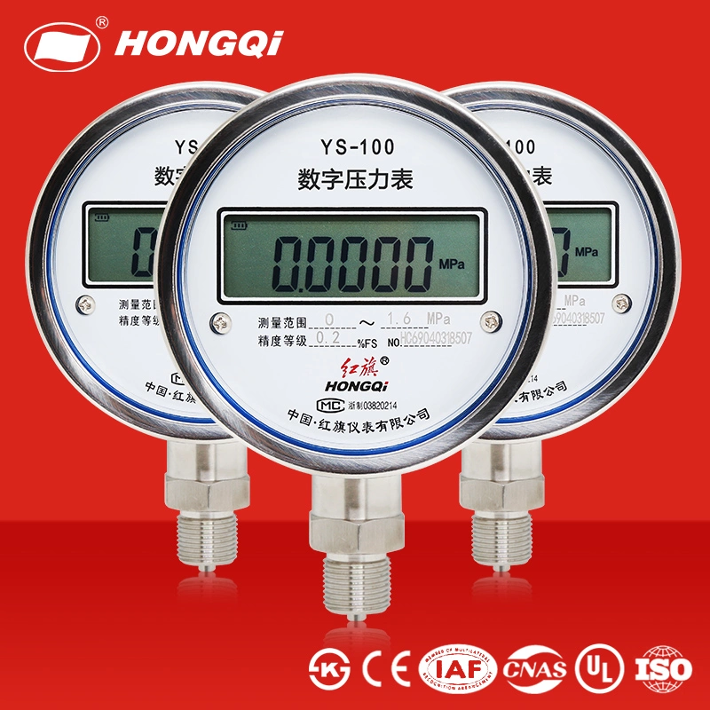 4" Digital Pressure Gauge, Oil Pressure Hydraulic Pressure Test Meter LCD Display Four Digits for Gas Water Oil with CE/ Ks /UL