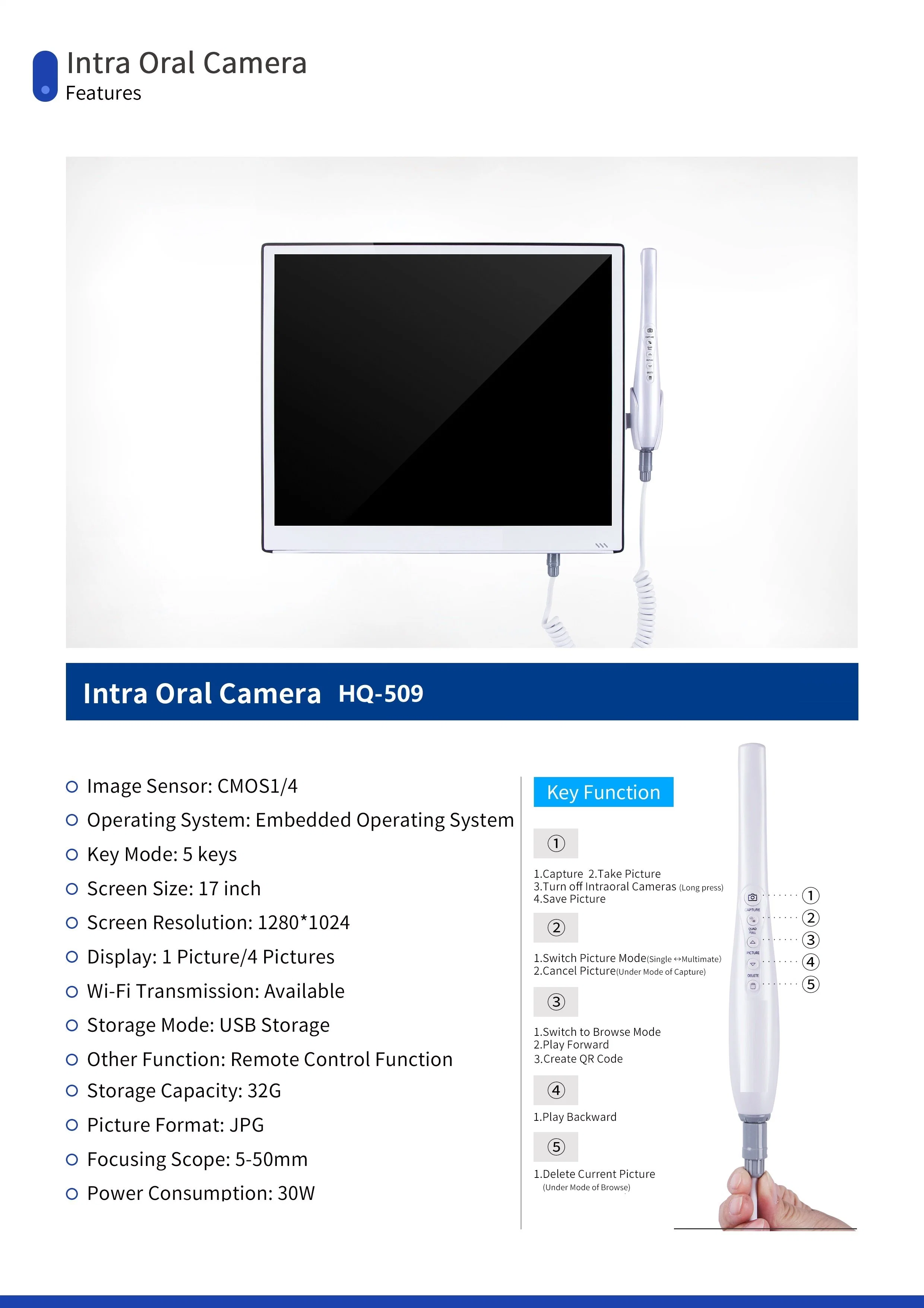 prix d'usine Hochey Medical Dentaire sans fil WiFi de l'endoscope orale de l'endoscope caméra dentaire