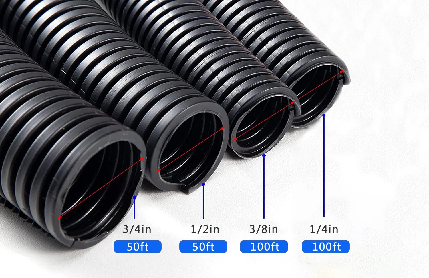 Edge Lt14100/Lt38100/Lt1250/Lt3450 Split Wire Loom Tubing for Wire Harnesses and Cable