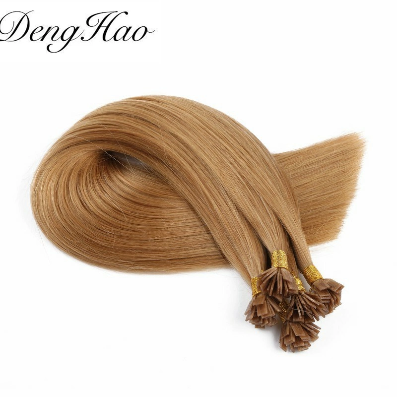 Luxury High quality/High cost performance  Double Drawn Straight Human Hair Flat Tip Prebonded Indian Remy Hair Extensions