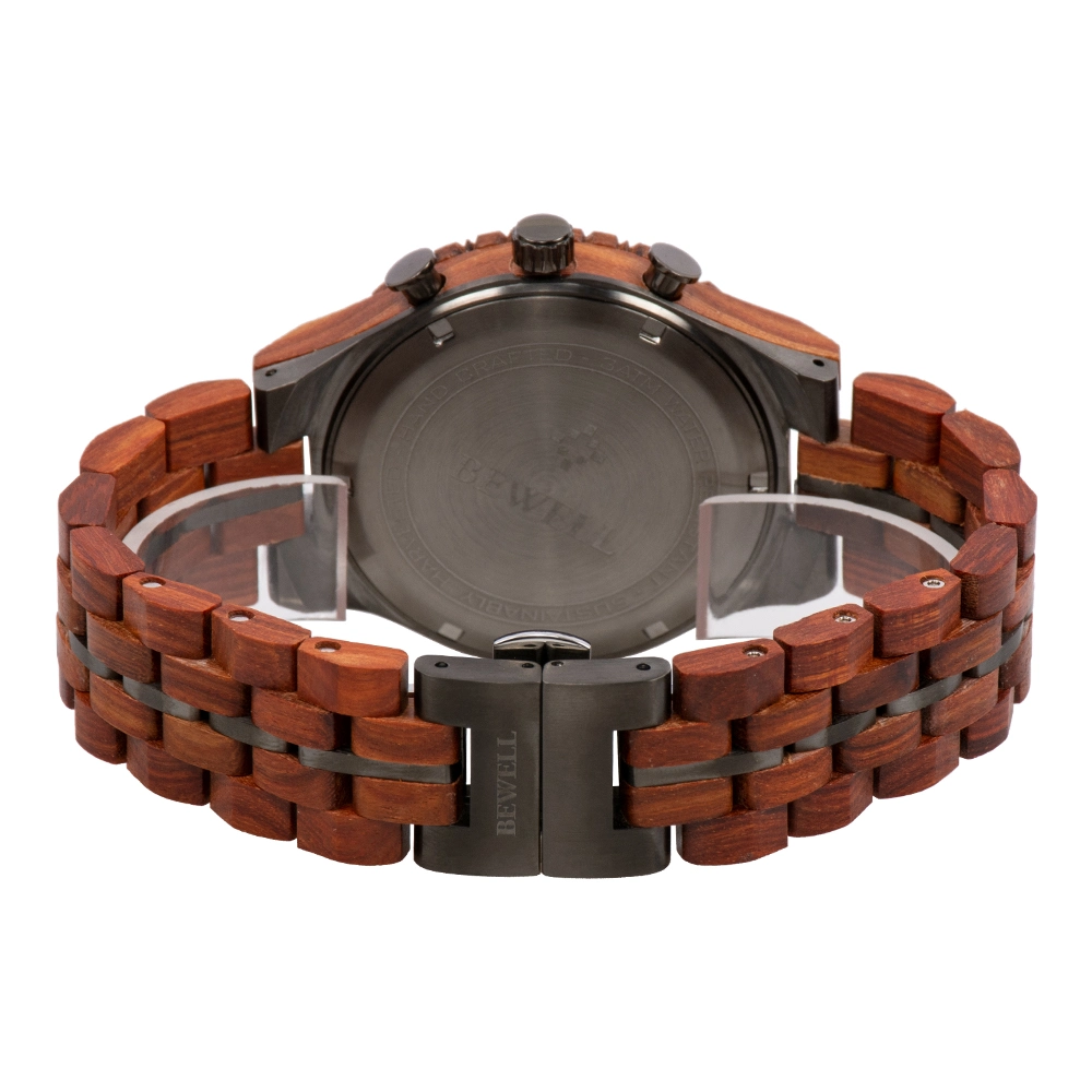 Mens de acero inoxidable con madera de cuarzo Cronógrafo reloj reloj de pulsera con personalizado ver con etiqueta privada