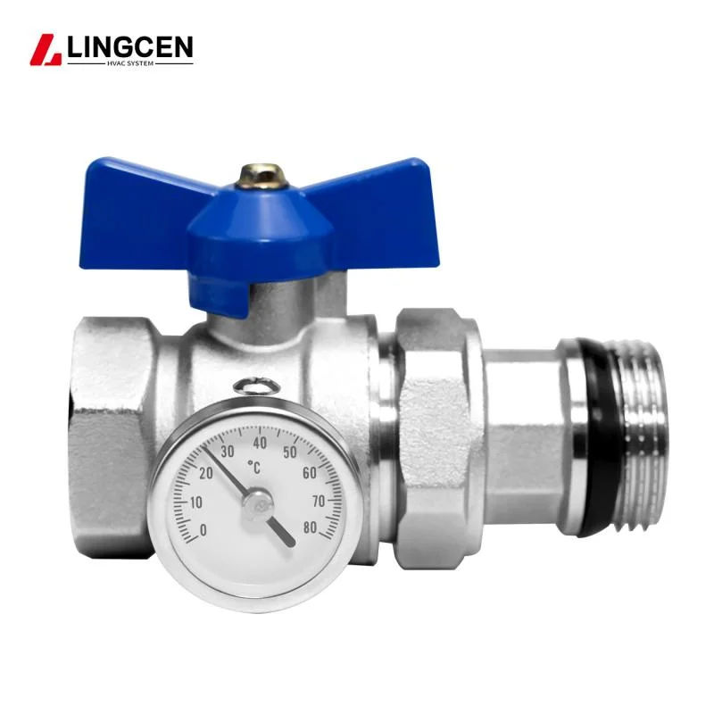 Factory Direct Supply Low Price Straight Type Brass Ball Valve with Thermometer